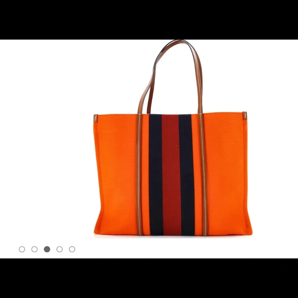 Gorgeous Orange Tote with stripe - Picture 4 of 7